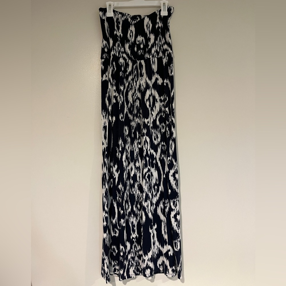 Navy Blue and White Long Skirt